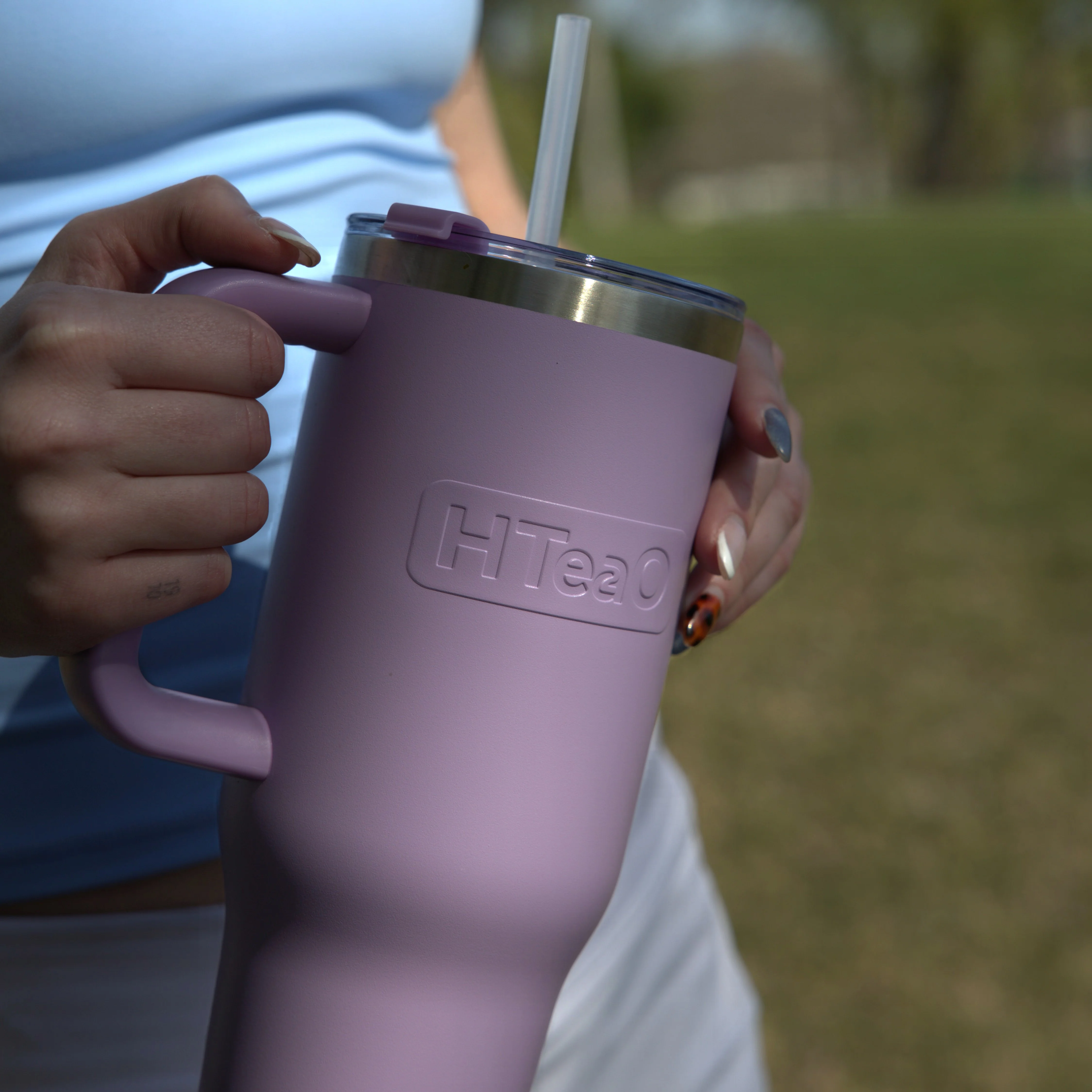 Lavender HTeaO Everyday Handle Tumbler Embossed - Image 3